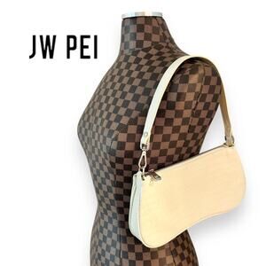 JW PEI Eva Shoulder Bag Ivory White Croc Print Small Purse Handbag Vegan